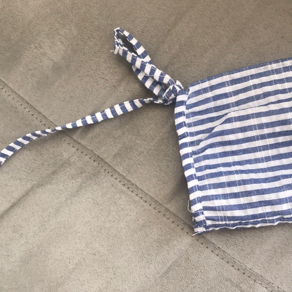 Blue/white off the shoulder dress w/ buttons! - Picture 6 of 7